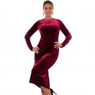 Elegant Plus Size Winter Dress Bodycon Velvet Dress 2017 Big Size Long Sleeve Dress Sexy Split Femal