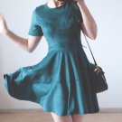 2017 new fashion women sexy suede dresses autumn winter O-neck short sleeve dress slim A-line zipper