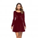 Vestidos 2018 Spring Women\'s Vintage Velvet Dress Elegant Ladies Sexy Backless Long Sleeve Casual A