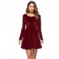 Vestidos 2018 Spring Women\'s Vintage Velvet Dress Elegant Ladies Sexy Backless Long Sleeve Casual A