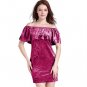 Xinyuwei Spring 2018 Off Shoulder Ruffle Velvet Dress Bodycon Magenta Black Grey Slim Short Party W