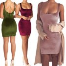 Sexy Women Sleeveless Bodycon Velvet Backless Club Evening Party Mini Dress