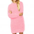 Winter Dress Women Velvet Warm O Neck Long Sleeve Solid Vestidos Casual Outwear Mini Dresses