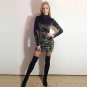 MIOIM Long Sleeve Velvet Pencil Dress Women Autumn High Neck Mini Bodycon Dresses Womens Elegant Par