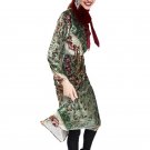 2017 winter dress casual printing velvet dress green women dress winter round neck womens clothing l