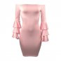 Vestidos Womens Off Shoulder Long Flare Sleeve Package Hip Dress Spring Elegant Ladies Autumn Casual