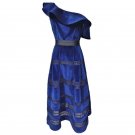 KENVY brand High-end luxury women\'s fashion blue  sexy Slim Lotus leaf ruffled long velvet dress