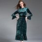 Womens Elegant Vintage Autumn Mermaid Velvet Dress 2017 Europe Fashion Casual Party Fitted Bodycon D