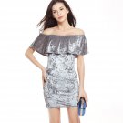 Velvet Dress Women 2018 Off The Shoulder Slash Neck Ruffles Mini Dresses Silver Pink Little Black Dr