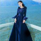 Vintage Velvet Dress 2017 Runway Womens Fashion Dress Long Slim Flare Sleeve Womens Clothing British
