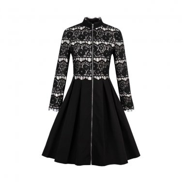 Black Lace A-line Dress