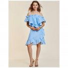Blue Cold Shoulder Peplum Dress