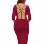 Plain 3/4 Sleeve Women\'s Open Back Dress