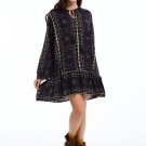 Long Sleeve Round Neck Geometric Pattern Women\'s Day Dress