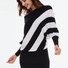 Striped Batwing Sleeve Women\'s Bodycon Dress