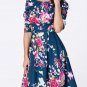 Half Sleeve Printing Women\'s Skater Dress