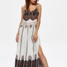 White Printing Split Women\'s Maxi Dress