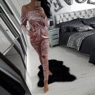 European Style Sexy Off Shoulder Velvet Jumpsuit Women Slim Bodycon Overalls Rompers Ladies Casual L