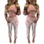 Velvet Fabric Body Autumn Winter Women Jumpsuit Long Sleeve Pants Rompers Slash Neck Off The Shoulde