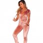 NEW Blue Drawstring Mid-rise Casual Long Palazzo Jumpsuit Realpopu Velvet Autumn Sexy Jumpsuit Acros