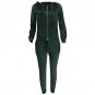 Women Velvet Two Piece Set Tracksuits Jumpsuit Rompers Winter Long Sleeve Hooded V Neck Zippers Body
