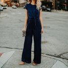 2018 Fashion Women Velvet Jumpsuits Rompers Short Sleeves Overalls Office Loose Playsuit Blue Women 