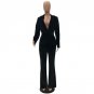 2 Piece Set Velvet Jumpsuit Rompers Women Long Sleeve V Neck Casual Elegant Wide Leg Jumpsuit With B