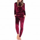 Two Pieces Set Women Long Velvet Jumpsuits 2017 New Fashion Style Playsuits Casual Long Sleeve Rompe