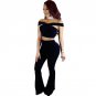 Luxury Velvet Crop Top and Flared Long Pant Set Red/Black/Royal Blue Two Piece Outfits For Women Fas