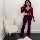 2018 Sexy Clubwear Velvet Overalls For Women Jumpsuits Sexy Deep V Neck Playsuits Straight Full Leng