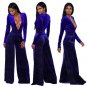 Adogirl 2017 Sexy Long Sleeve Women Deep V Neck Jumpsuit velvet Satin Romper Long Pant Fashion Elega
