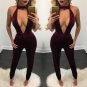 New fashion Velvet Backless Halter deep V-Neck Bandage Sleeveless Long Pants Autumn/winter women cas