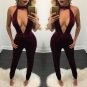 New fashion Velvet Backless Halter deep V-Neck Bandage Sleeveless Long Pants Autumn/winter women cas