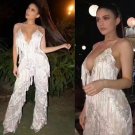 Top Quality Black White Green Hot Sell Women Tassel Sexy Jumpsuit Backless Spaghetti Straps Night Cl
