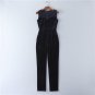 2017 Spring Summer Clothes Sexy See Through O-neck Jumpsuit Slim Velvet Patchwork Chiffon Rompers Wo