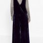 2017SS Woman Fashion Navy Blue Full Length Velvet Jumpsuit Deep V-neck Sleeveless Long Loose Trouser