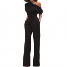Fashion Casual Summer Womens Sexy One Shoulder Belt Slim Party Solid Romper Long Jumpsuit Playsuits