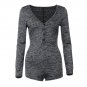 Sexy Womens Ladies Long Sleeve Jumpsuit Romper Deep-V Collar Buttons Playsuit