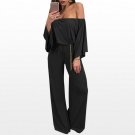 New Women Strapless Long Sleeve Wide Legs Party Clubwear Trousers 2017 Summer Casual Loose Bell-bott