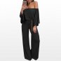 New Women Strapless Long Sleeve Wide Legs Party Clubwear Trousers 2017 Summer Casual Loose Bell-bott