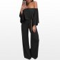 New Women Strapless Long Sleeve Wide Legs Party Clubwear Trousers 2017 Summer Casual Loose Bell-bott