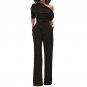 New Womens Wide Leg Slim Party Solid Romper Playsuits 2017 Ladies Sexy One-shoulder Half Sleeve Belt