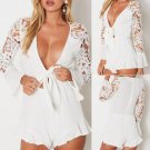 Women Lace Bowknot Clubwear Playsuit Bodycon Party Jumpsuit Romper Trousers
