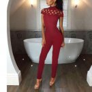 Women Long Jumpsuit Elegant Ladies Long Playsuits Sexy Hollow Lace Up Bandage Jumpsuits Overalls Bod