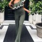 Ruffles Jumpsuits Women Female Plus Size Slim Overalls 2017 Autumn One Shoulder Jumpsuit Wide Leg Pa