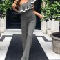 Ruffles Jumpsuits Women Female Plus Size Slim Overalls 2017 Autumn One Shoulder Jumpsuit Wide Leg Pa