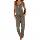 Sexy Sleeveless Overalls Outfits V-Neck Beach Summer Women Fashion Jumpsuits Long Overalls Jumpsuit 