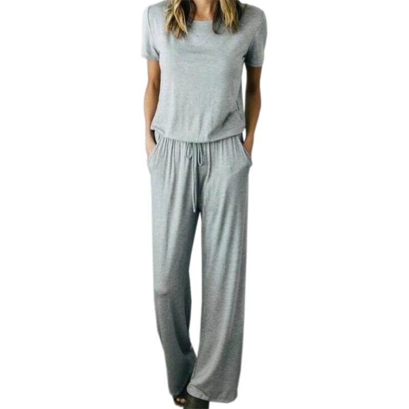 Women Autumn Jumpsuits 2017 Female Plus Size Overalls Pockets Drawstring Loose Casual Long Playsuit