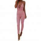 Sexy Backless Jumpsuits 2017 Summer Women Spaghetti Strap Lace-up Jumpsuit Hollow Out Bandage Solid 