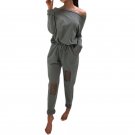 Off Shoulder 2017 Autumn Jumpsuit Femme Punk Style Holes Jumpsuits Street Fashion Women Sexy Long Sl